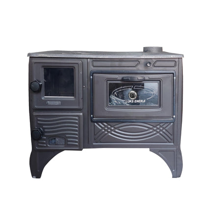 Cast Iron Wood Burning Stove with Built-In Oven