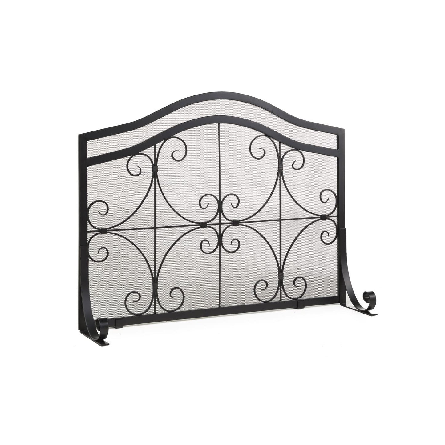 Wrought Iron Fireplace Screen with Decorative Mesh