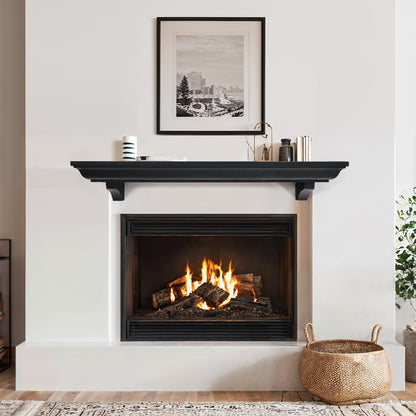 Rustic Fireplace Mantel Shelf with Decorative Corbels