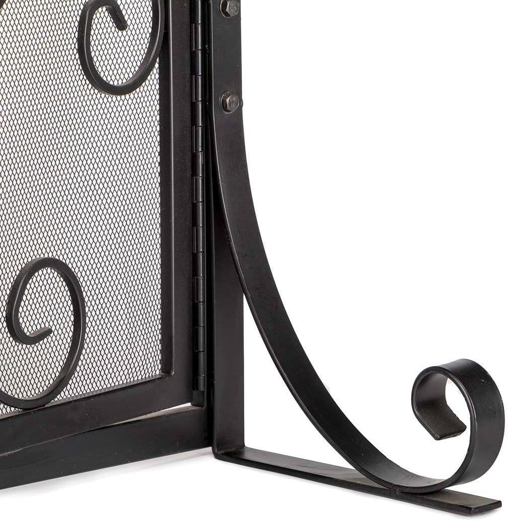 Wrought Iron Fireplace Screen with Decorative Mesh