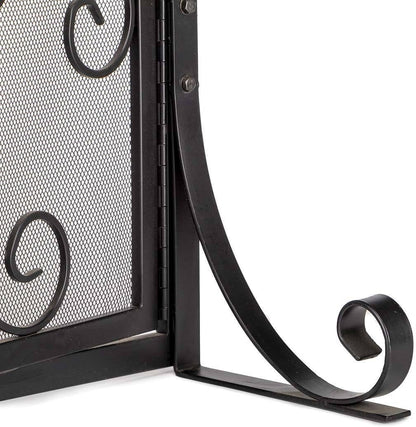 Wrought Iron Fireplace Screen with Decorative Mesh
