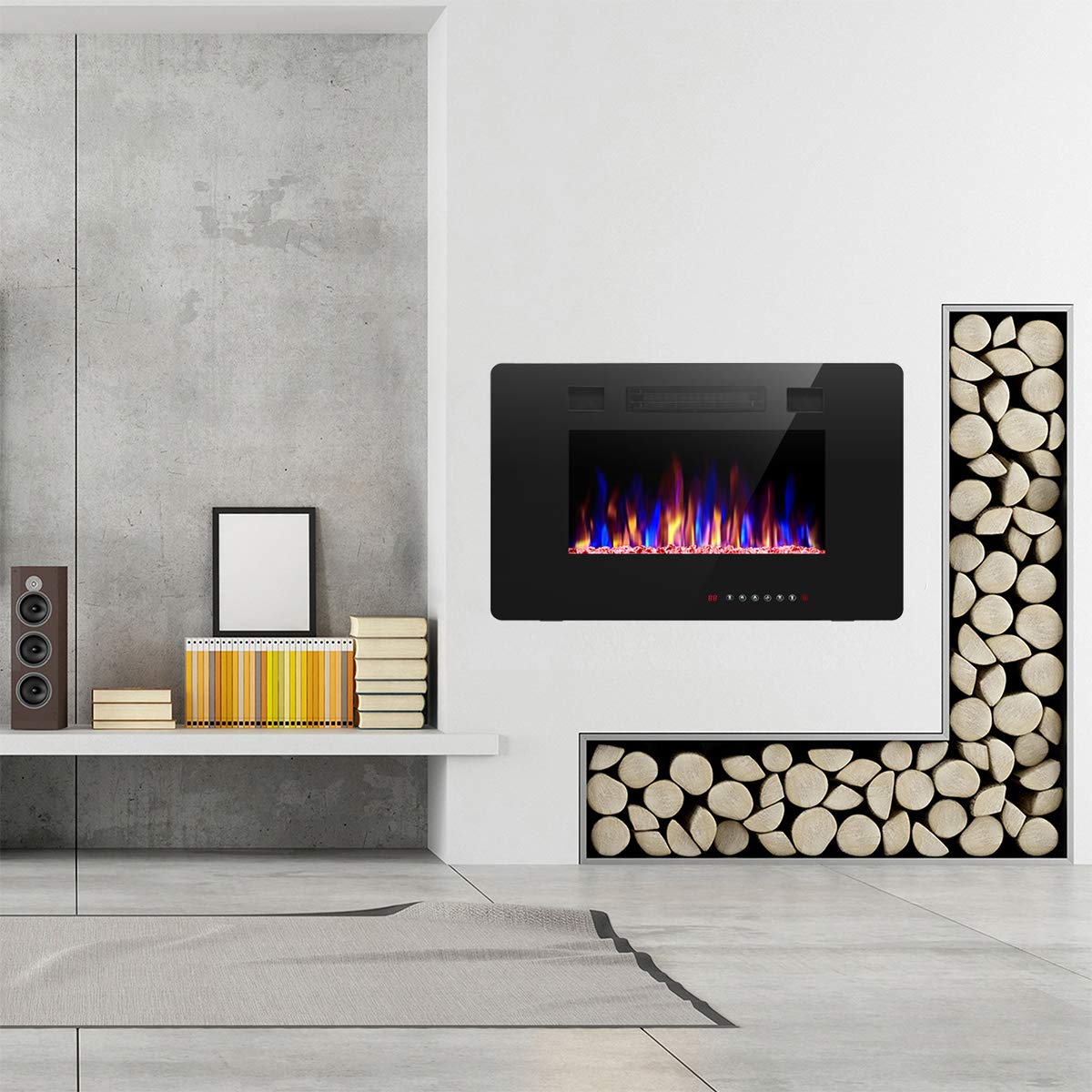 Ultra Thin Recessed Wall Mounted Electric Fireplace