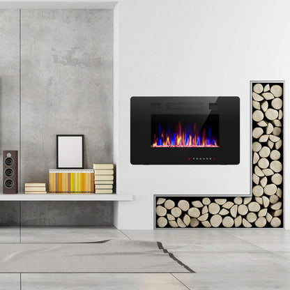Ultra Thin Recessed Wall Mounted Electric Fireplace