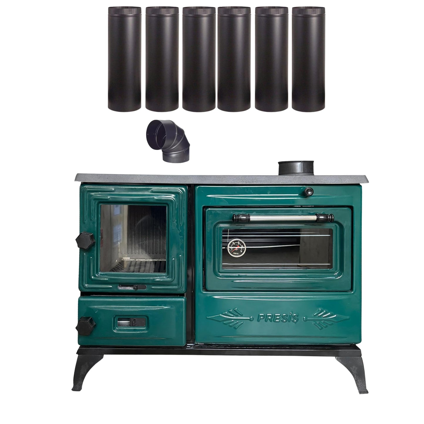 Cast Iron Stove Pipe Kit with Elbow Connector