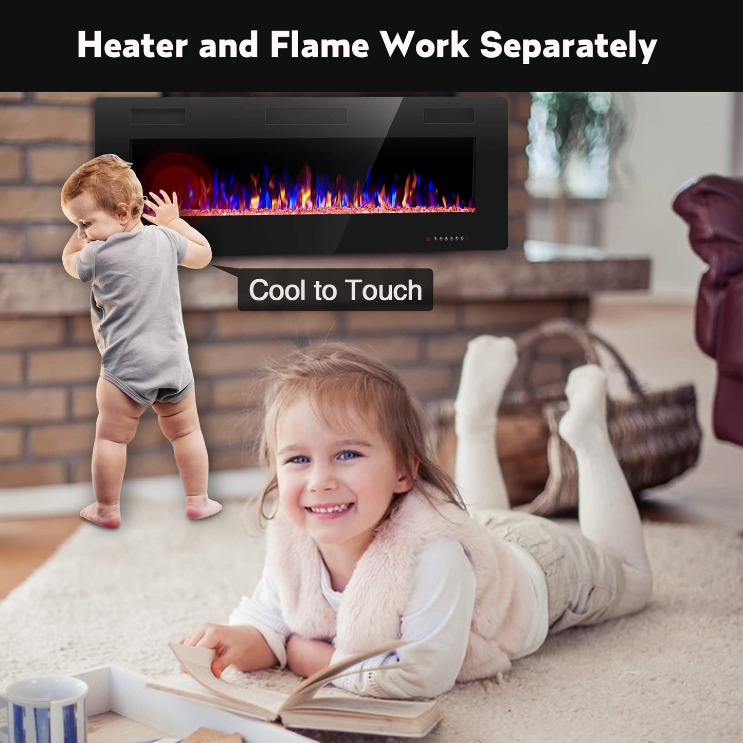Ultra Thin Recessed Wall Mounted Electric Fireplace