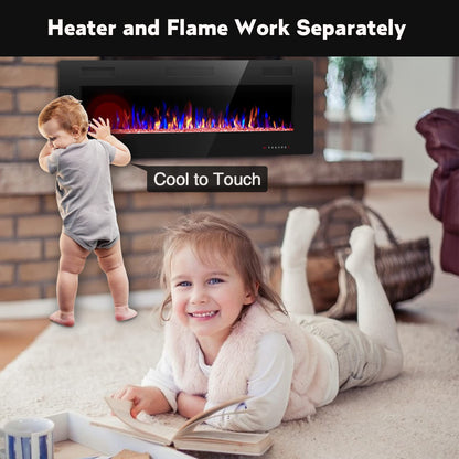 Ultra Thin Recessed Wall Mounted Electric Fireplace