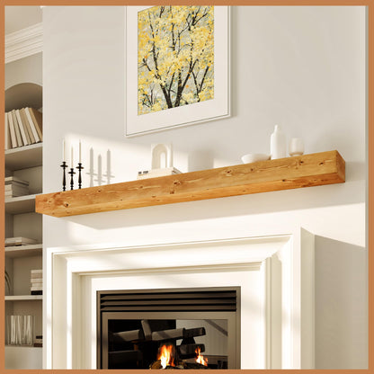 Natural Wood Fireplace Mantel Shelf Surround