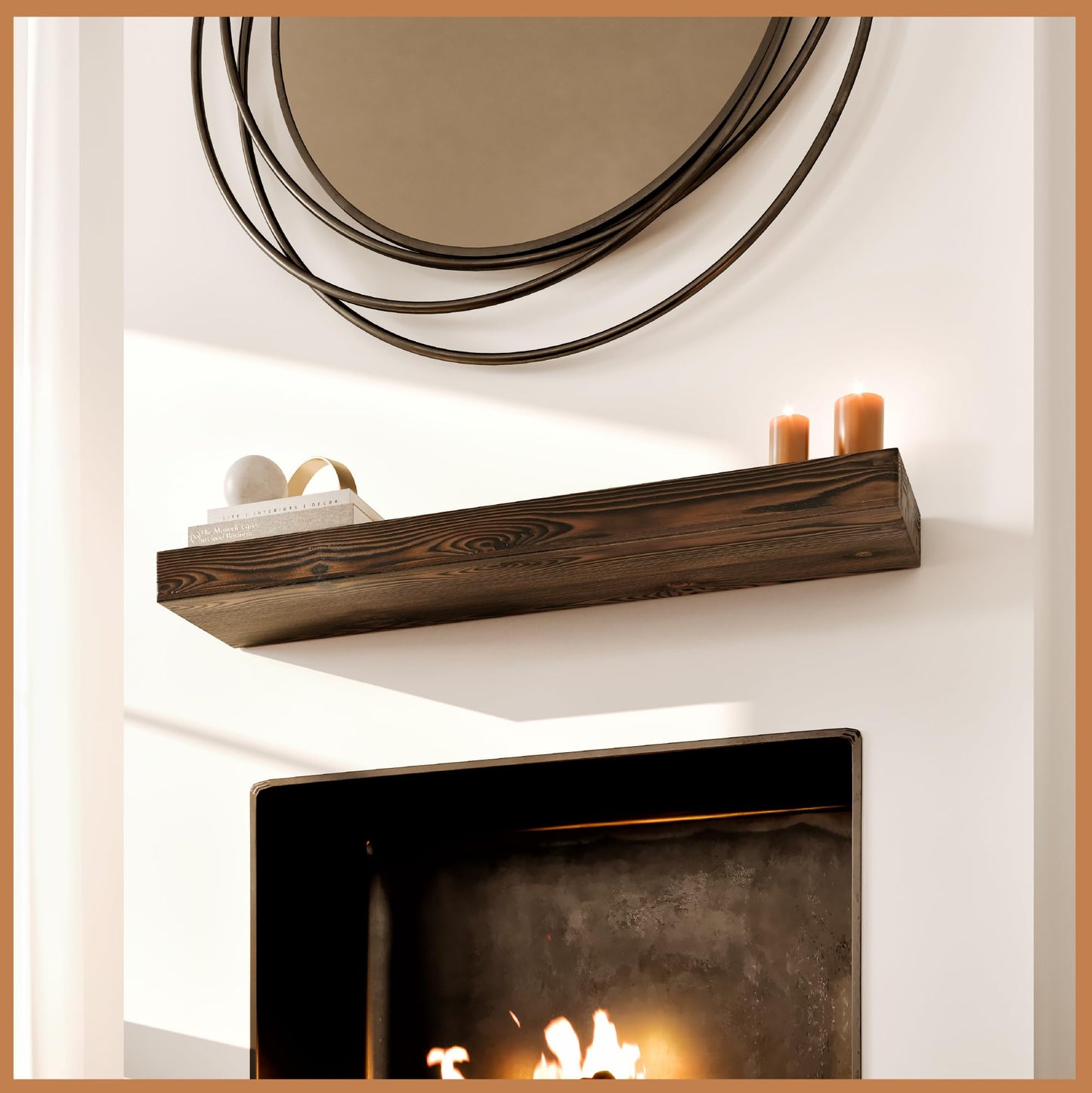 Natural Wood Fireplace Mantel Shelf Surround