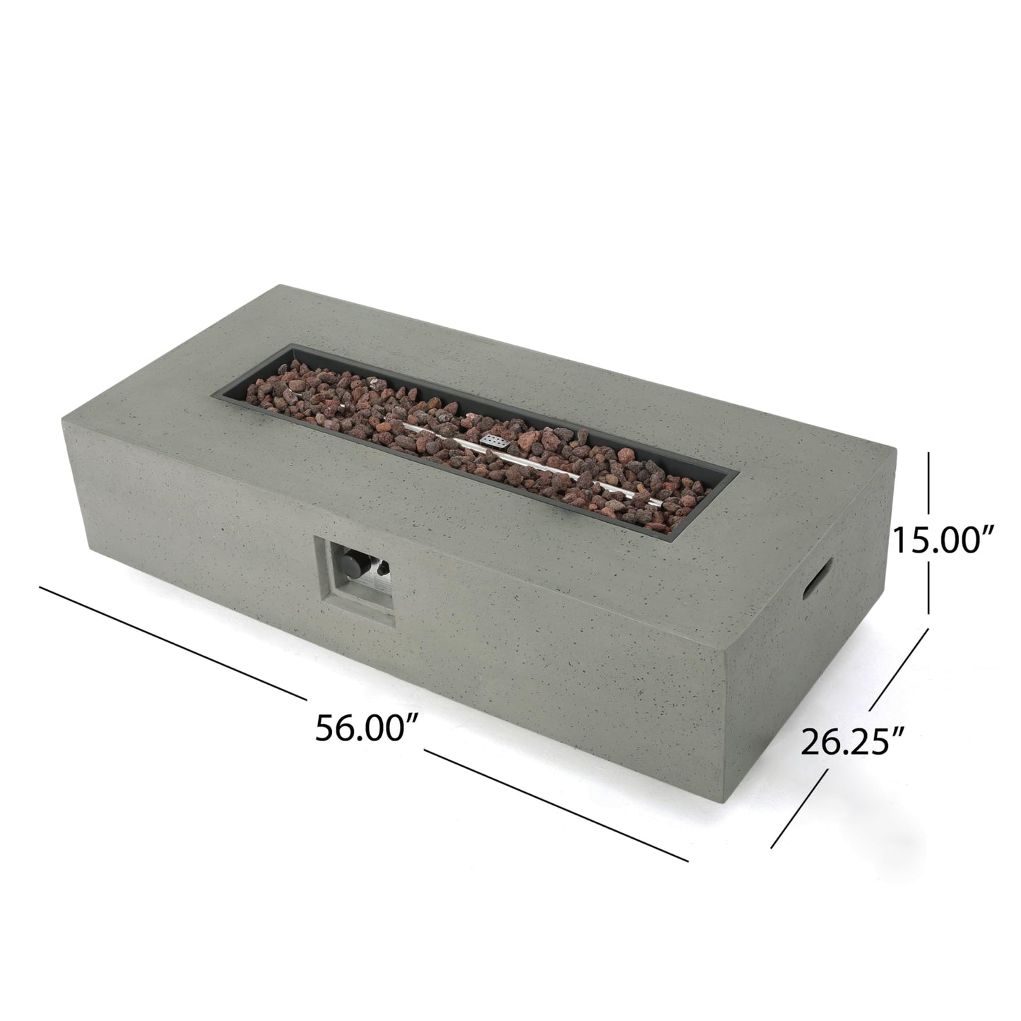 Outdoor Rectangular Fire Table with Tank Holder