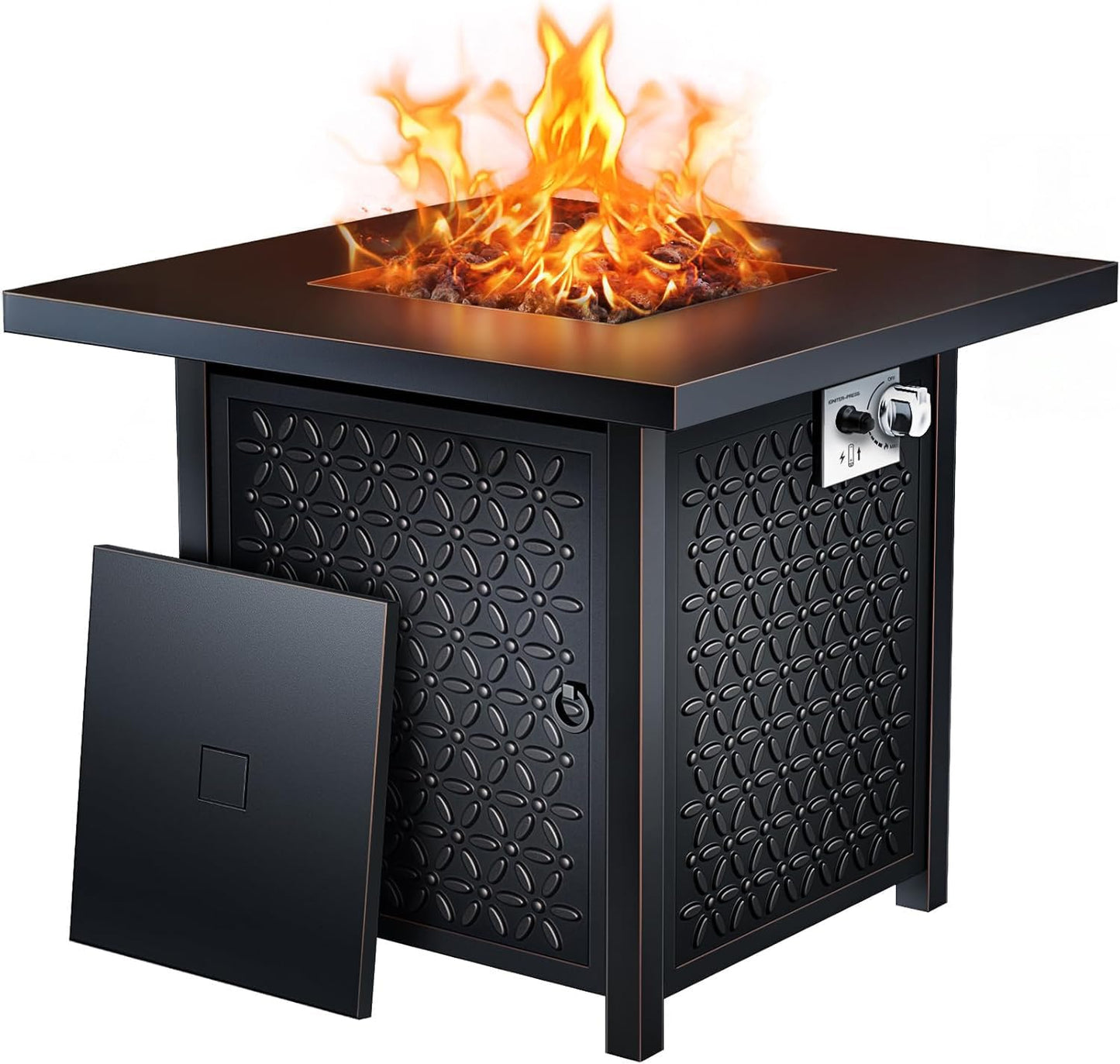 Outdoor Gas Fire Pit Table with Hidden Tank Storage