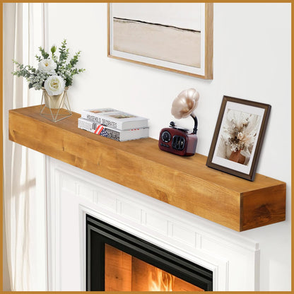 Handcrafted Rustic Wood Fireplace Mantel Shelf
