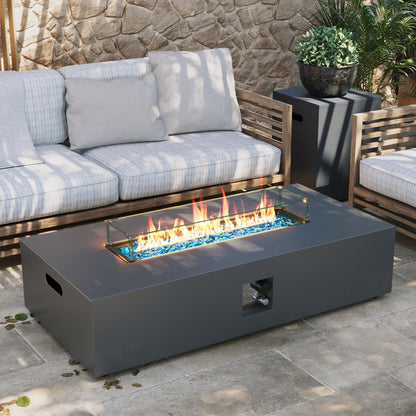 Round Propane Fire Pit Table with Wind Guard