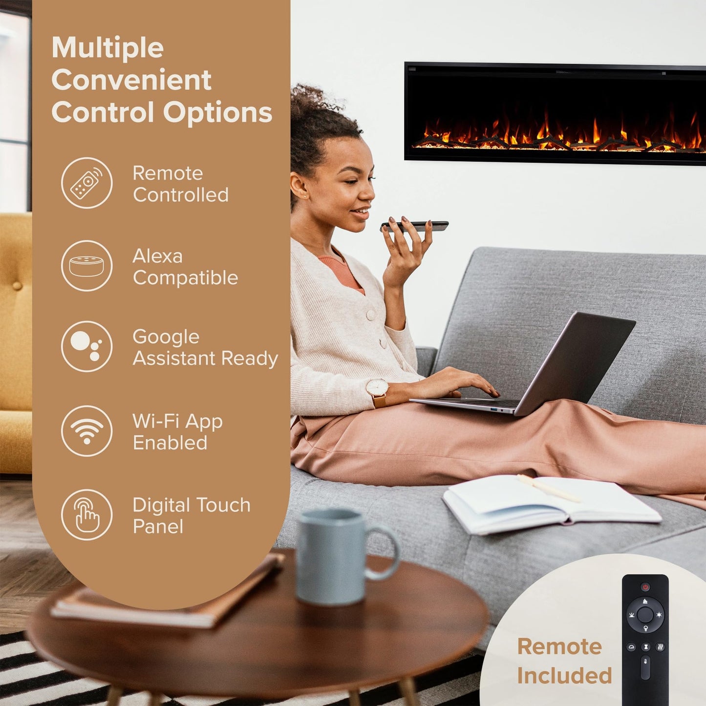 Slim Wall Mounted Electric Fireplace