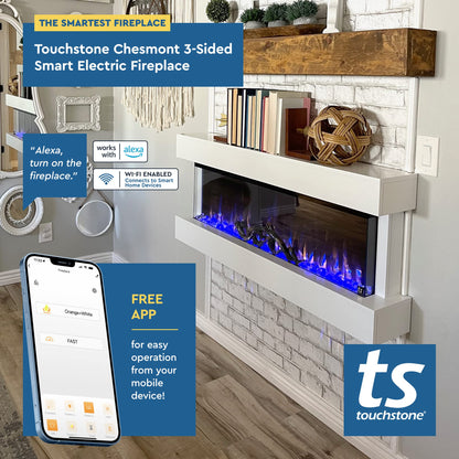Smart Wall Mounted Electric Fireplace with Mantel