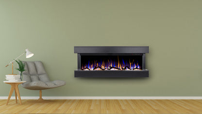 Smart Wall Mounted Electric Fireplace with Mantel