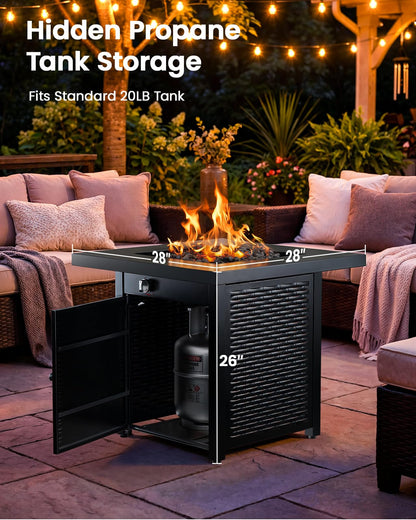 Outdoor Gas Fire Pit Table with Hidden Tank Storage