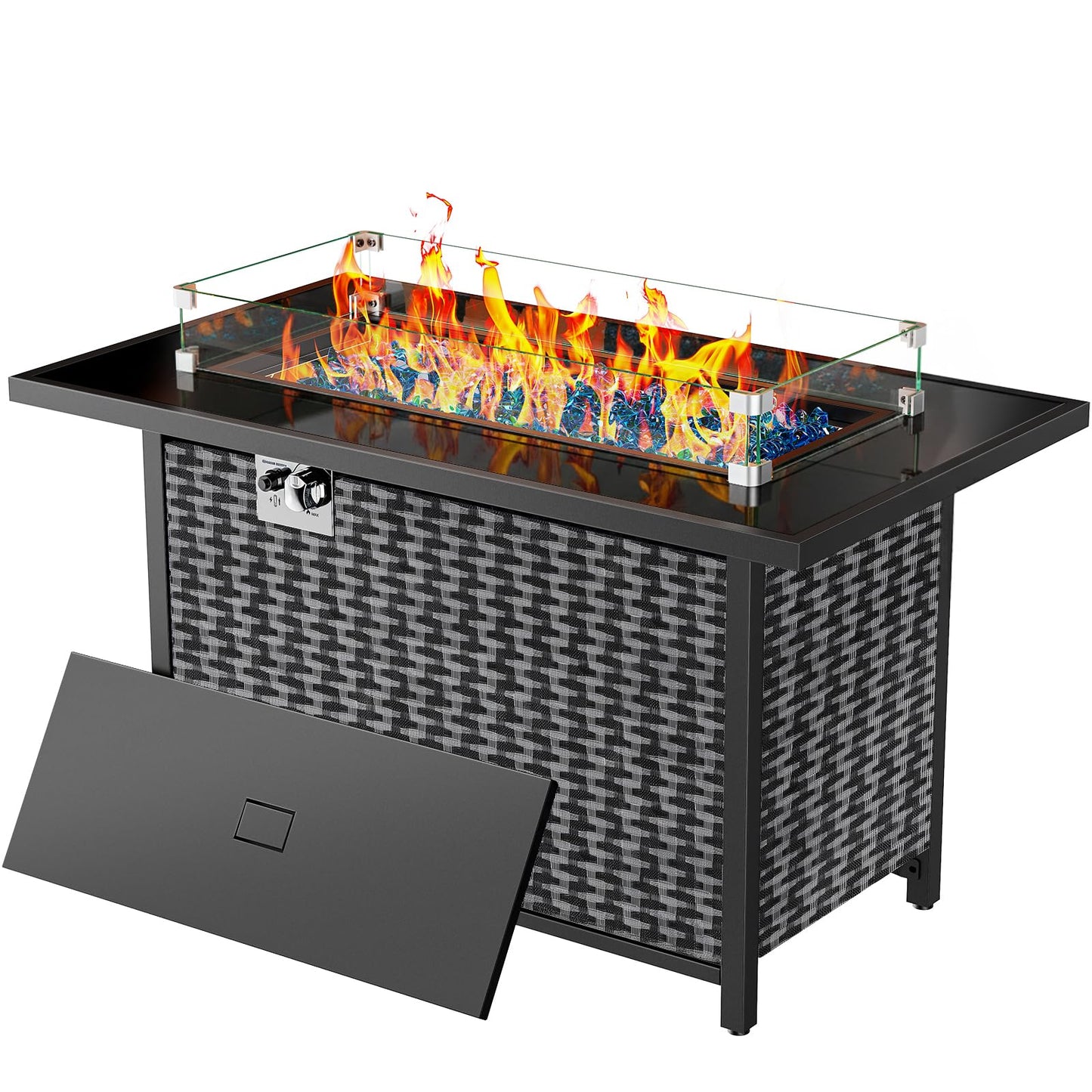 Outdoor Gas Fire Pit Table with Hidden Tank Storage