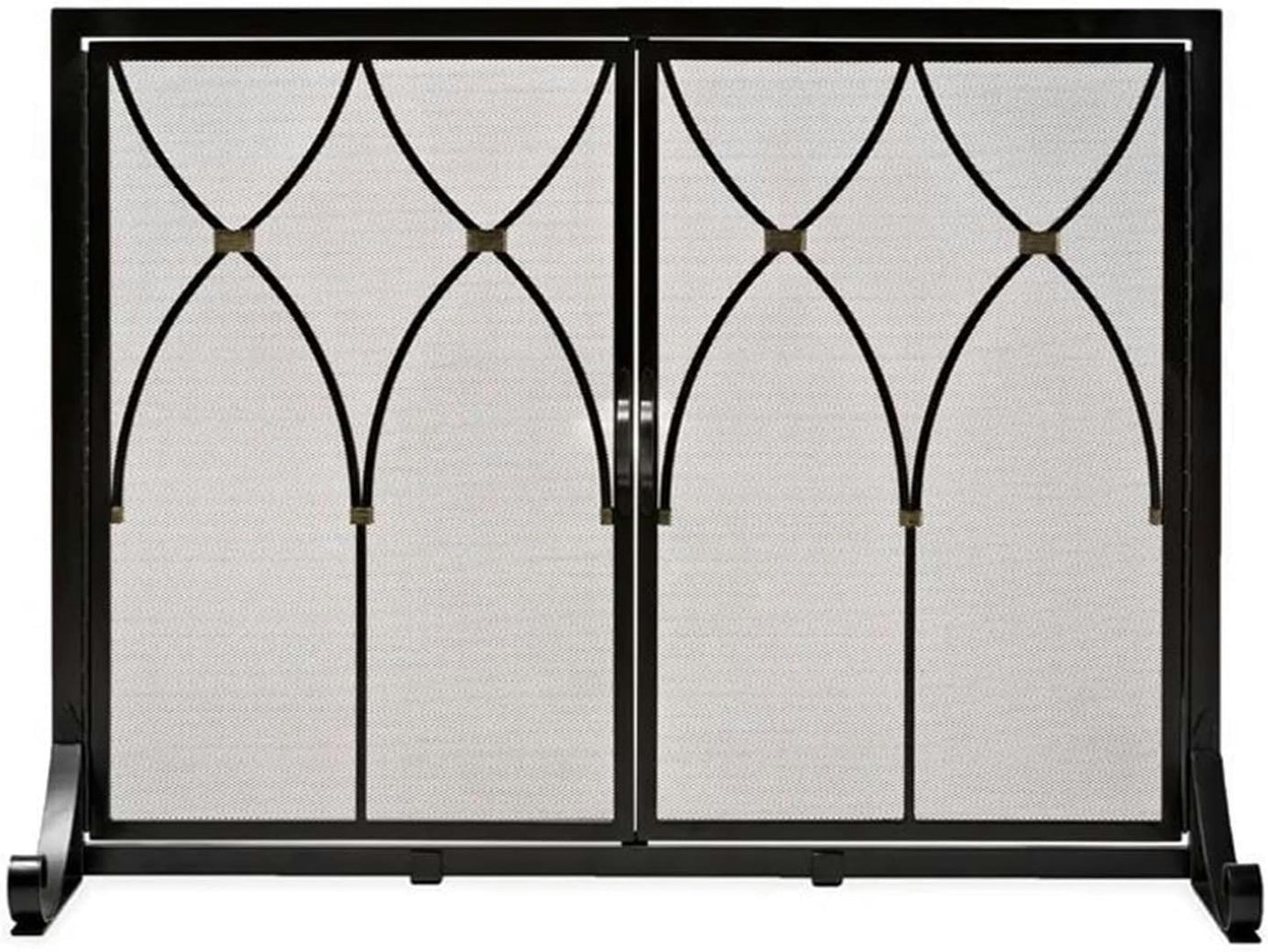 Double-Door Fireplace Screen with Tool Set and Grate