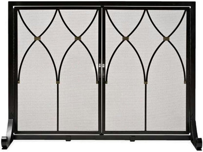 Double-Door Fireplace Screen with Tool Set and Grate
