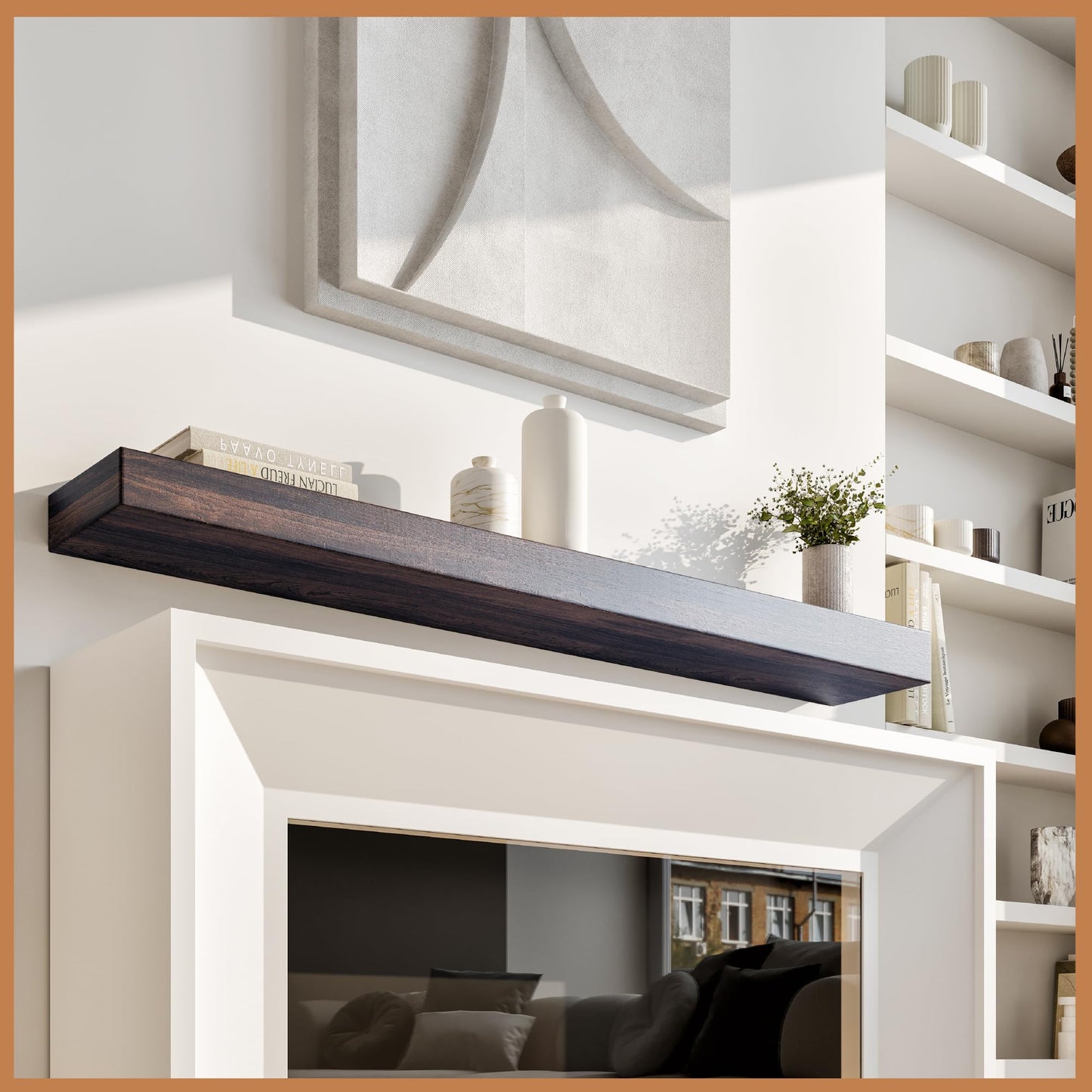 Natural Wood Fireplace Mantel Shelf Surround
