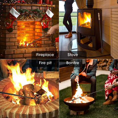 Fireplace Poker and Log Tongs Tool Set