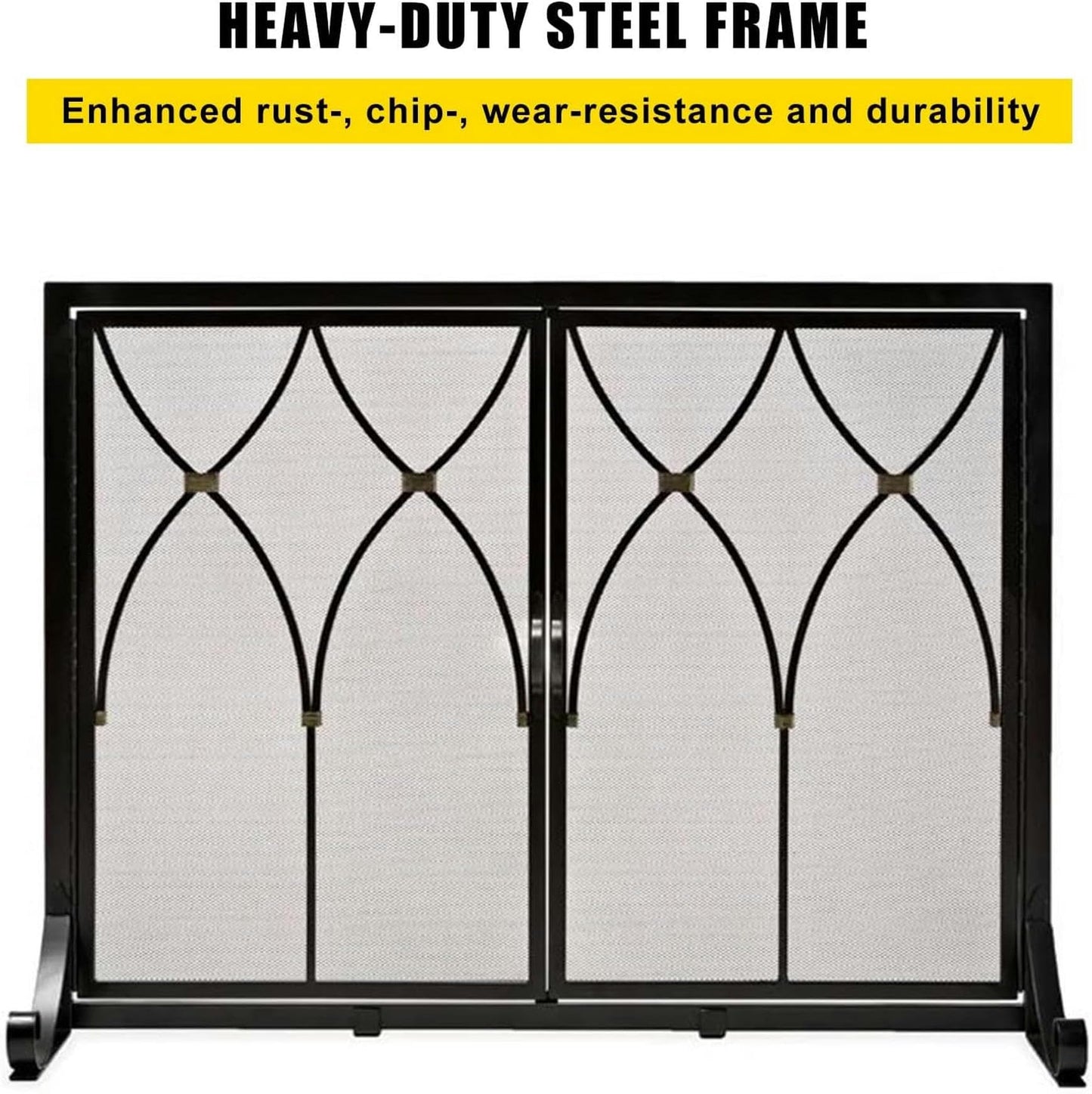 Double-Door Fireplace Screen with Tool Set and Grate