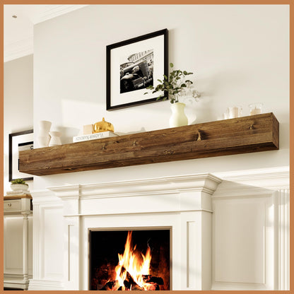 Natural Wood Fireplace Mantel Shelf Surround