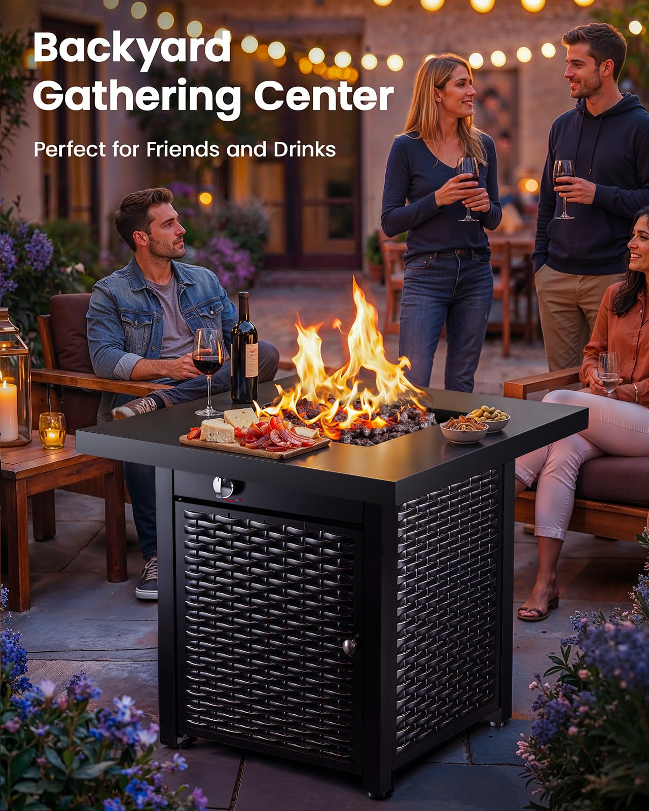 Outdoor Gas Fire Pit Table with Hidden Tank Storage