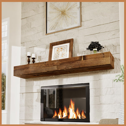 Natural Wood Fireplace Mantel Shelf Surround