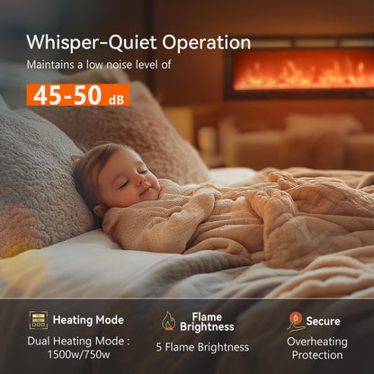 Wall Mounted Electric Fireplace with Flame Effect