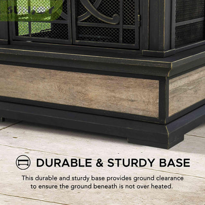 Outdoor Steel Chiminea Fireplace with Ceramic Tile Finish