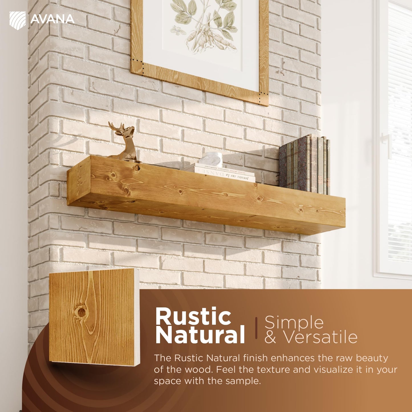 Natural Wood Fireplace Mantel Shelf Surround