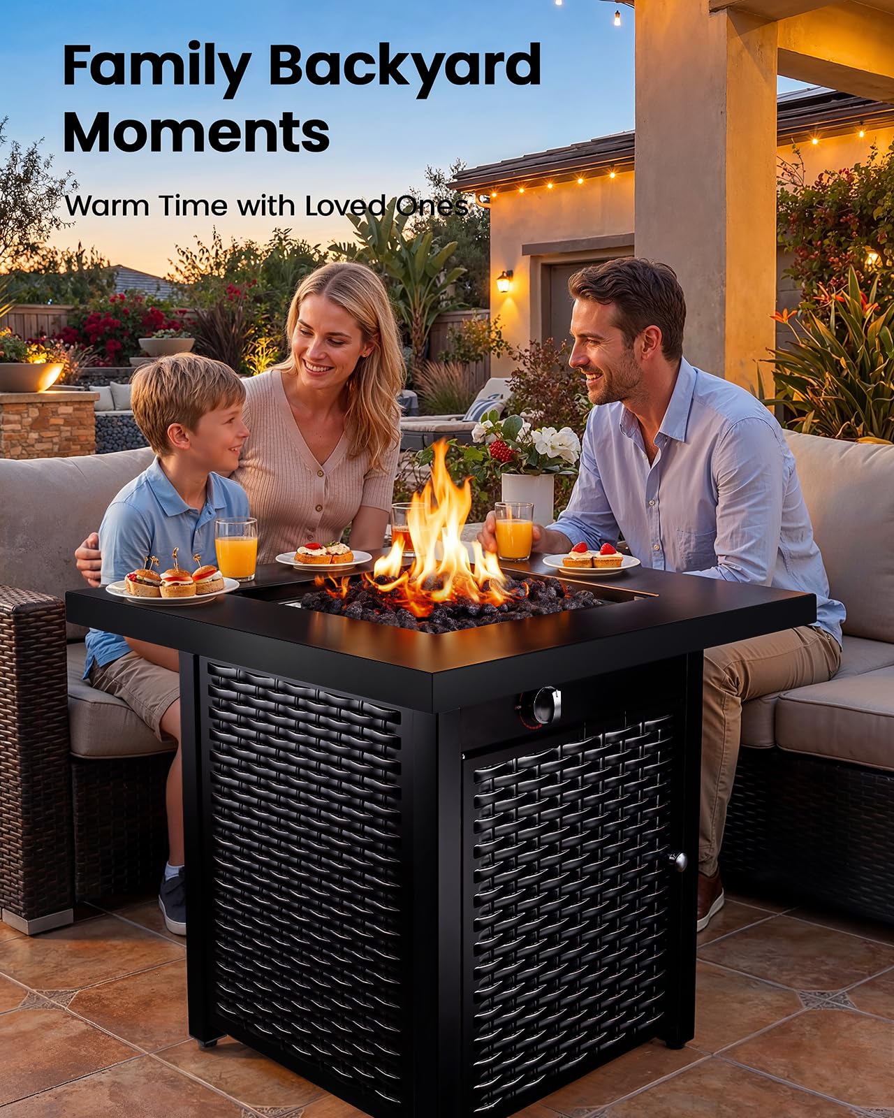 Outdoor Gas Fire Pit Table with Hidden Tank Storage
