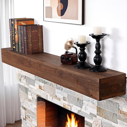 Handcrafted Rustic Wood Fireplace Mantel Shelf