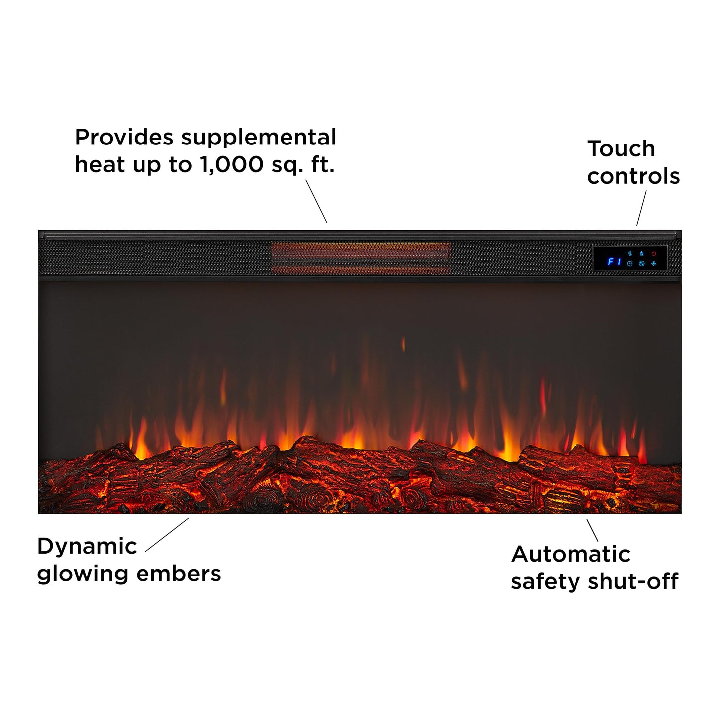 68" Electric Fireplace with Mantel and Remote Control