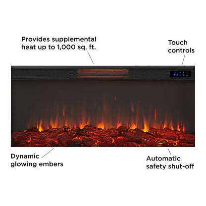 68" Electric Fireplace with Mantel and Remote Control
