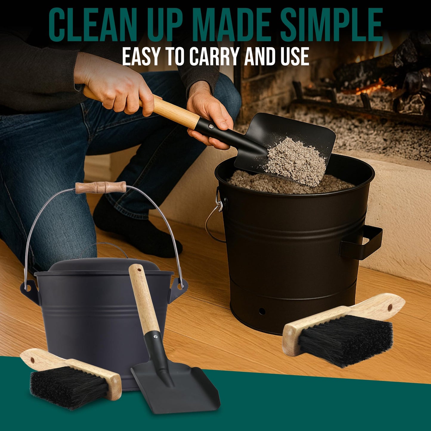 Coal and Ash Bucket with Handle and Lid