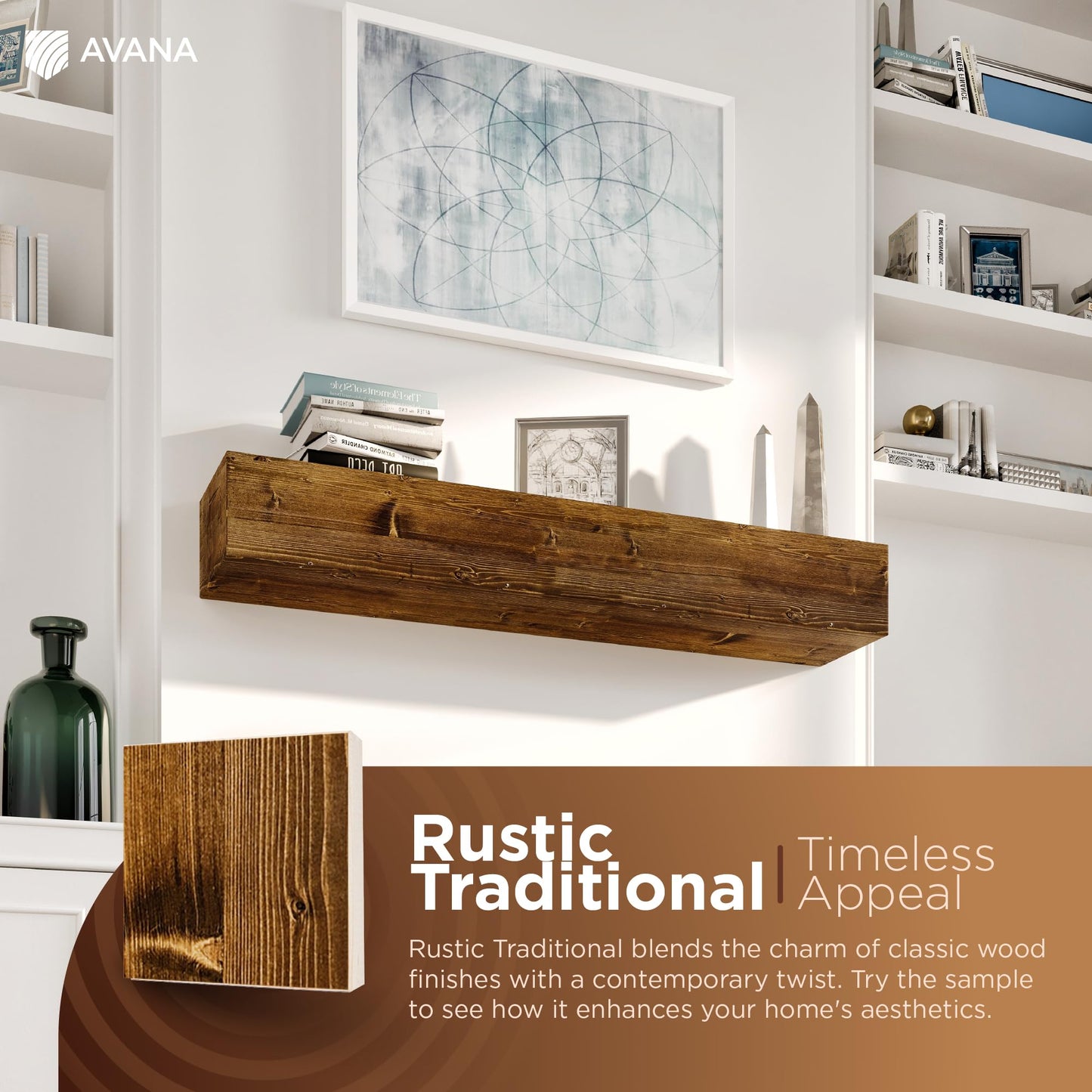 Natural Wood Fireplace Mantel Shelf Surround