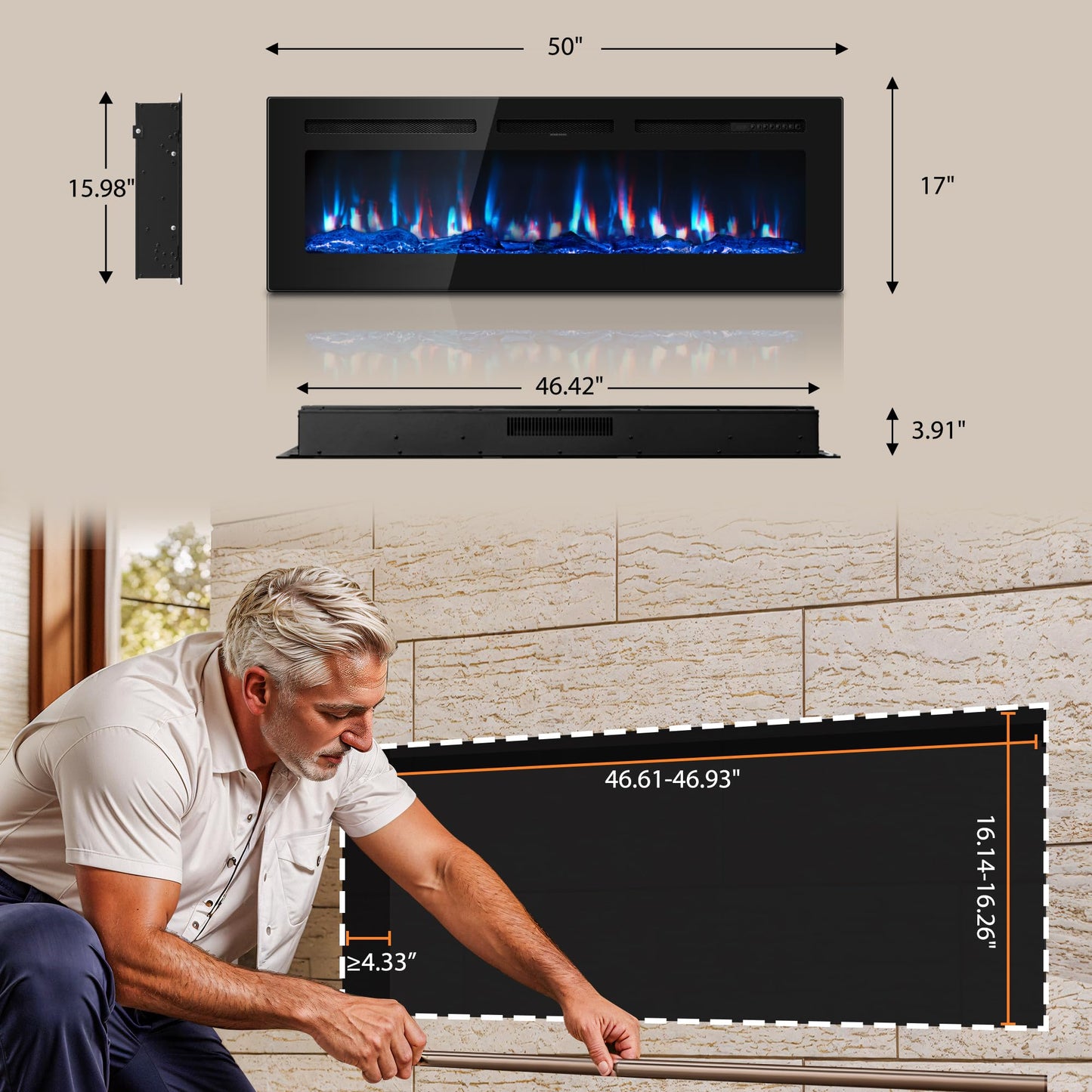 Modern Electric Fireplace Heater Insert