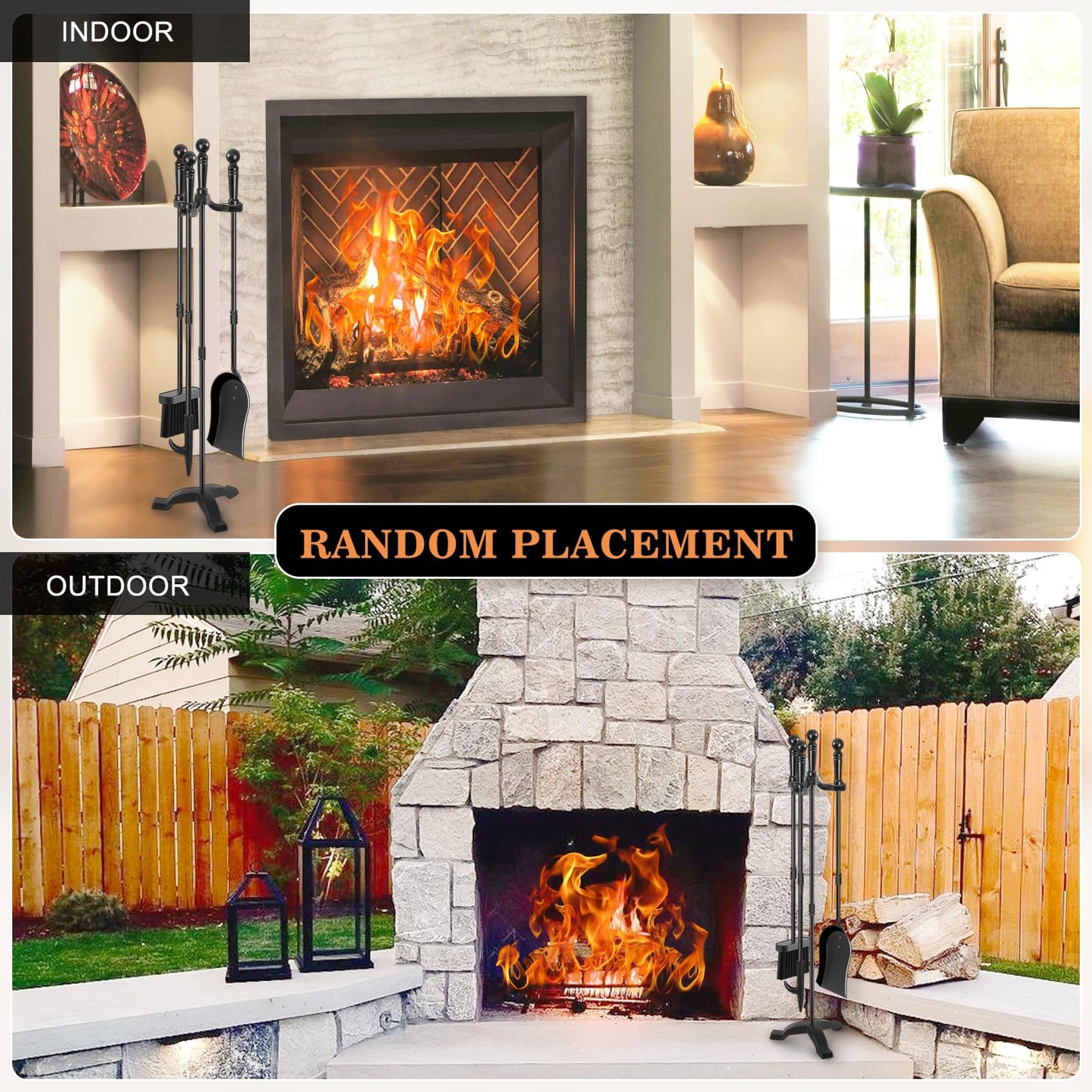 Wrought Iron Fireplace Tool Set with Stand