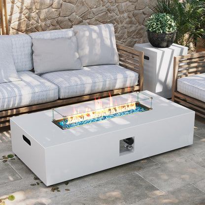 Round Propane Fire Pit Table with Wind Guard