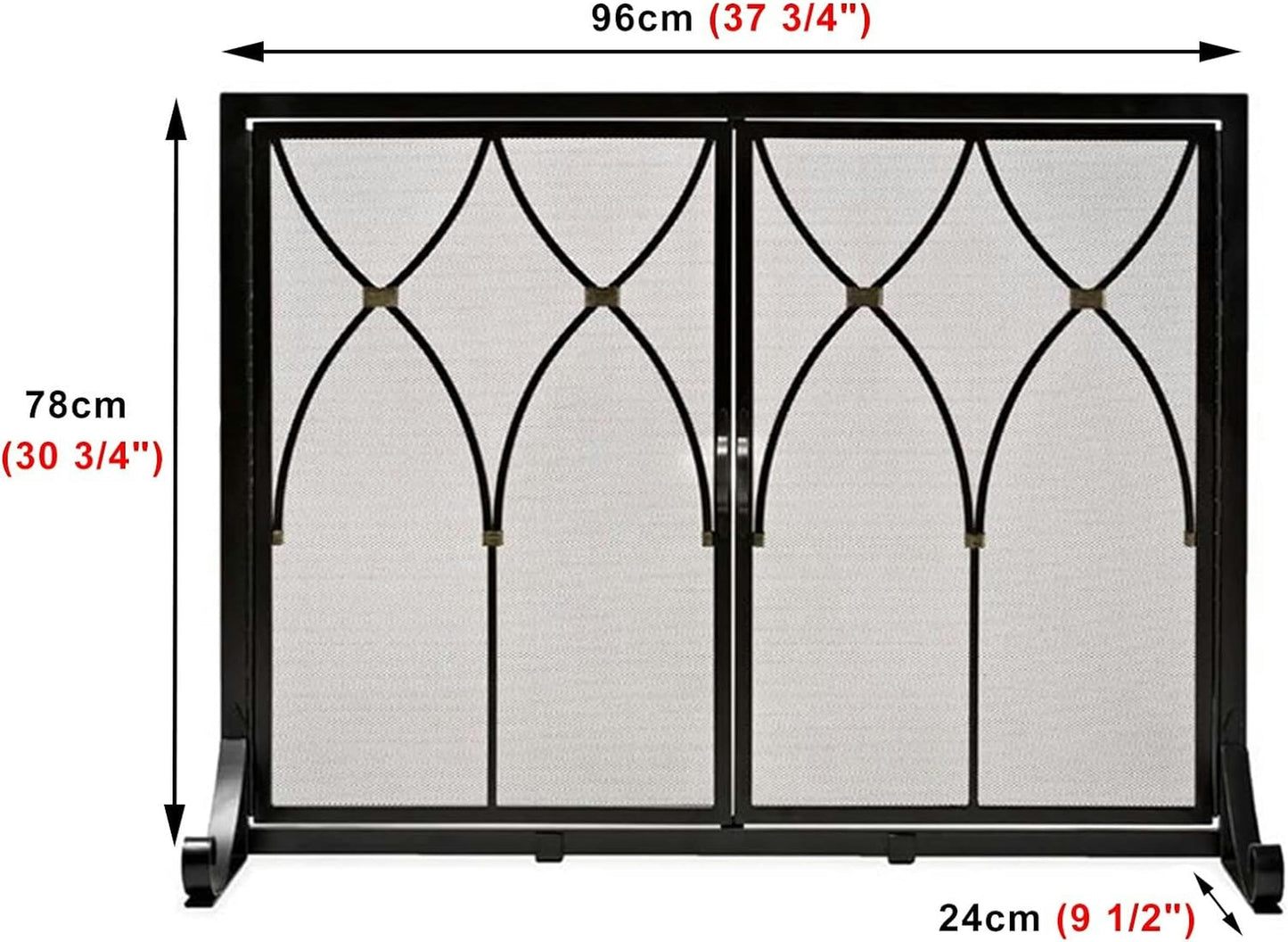 Double-Door Fireplace Screen with Tool Set and Grate