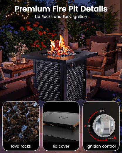 Outdoor Gas Fire Pit Table with Hidden Tank Storage