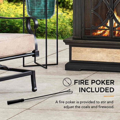 Outdoor Steel Chiminea Fireplace with Ceramic Tile Finish