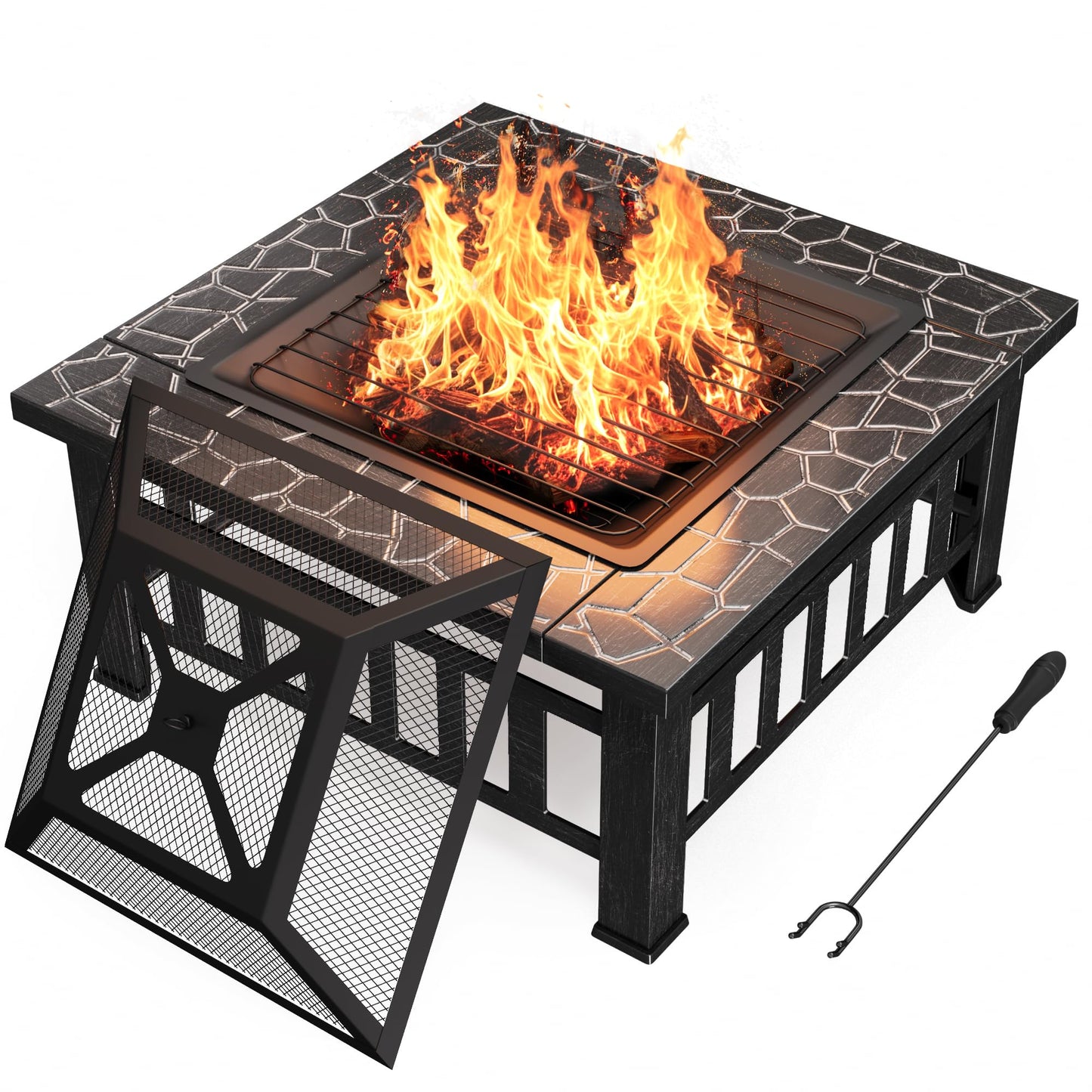 32-Inch Outdoor Fire Pit Table with Cover