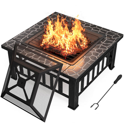 32-Inch Outdoor Fire Pit Table with Cover
