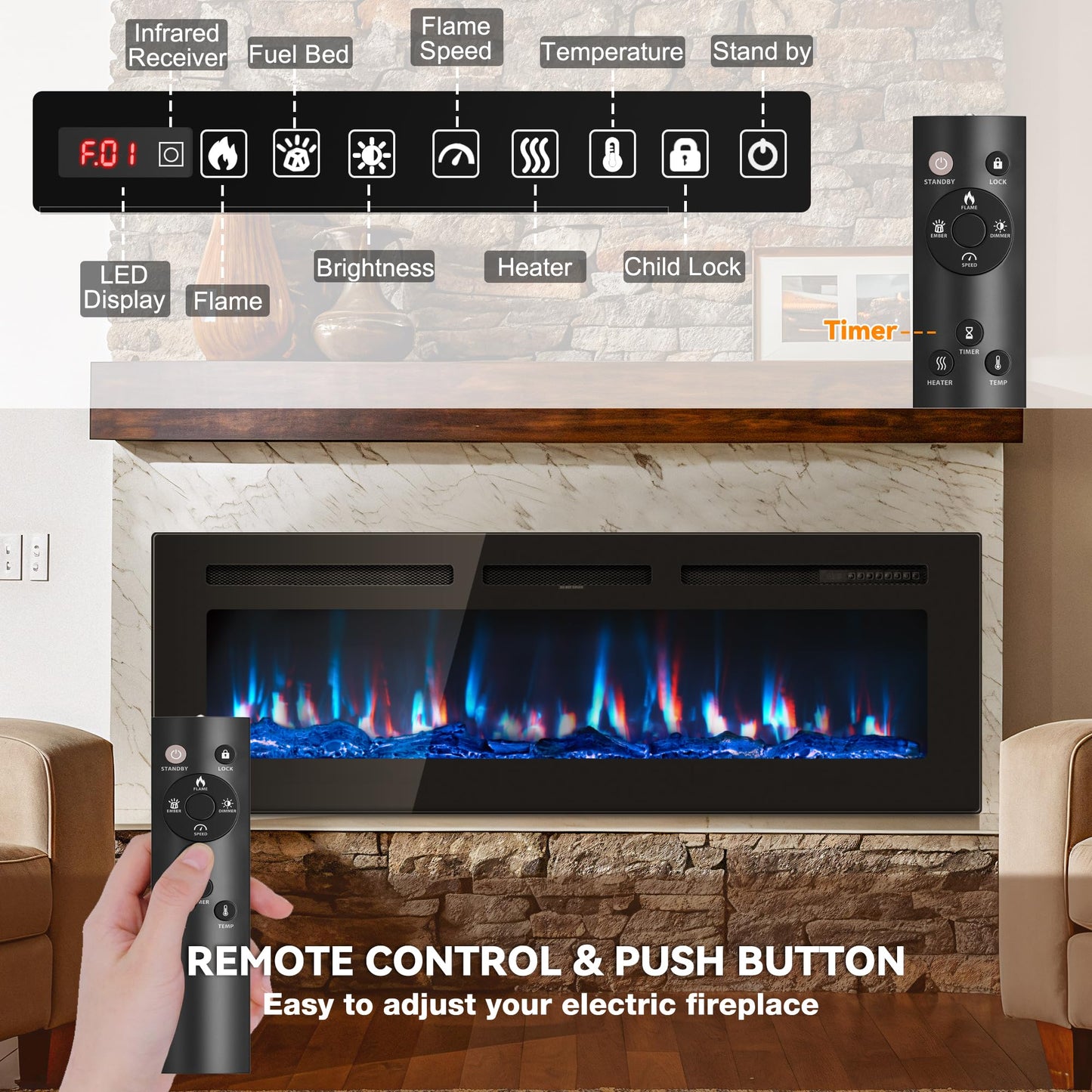Modern Electric Fireplace Heater Insert