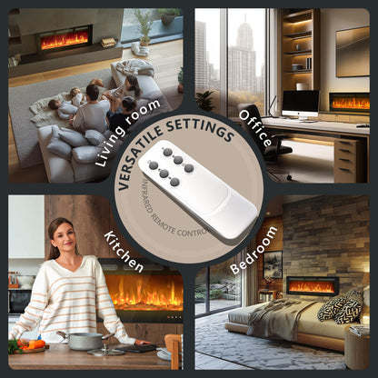 Wall Mounted Electric Fireplace with Flame Effect