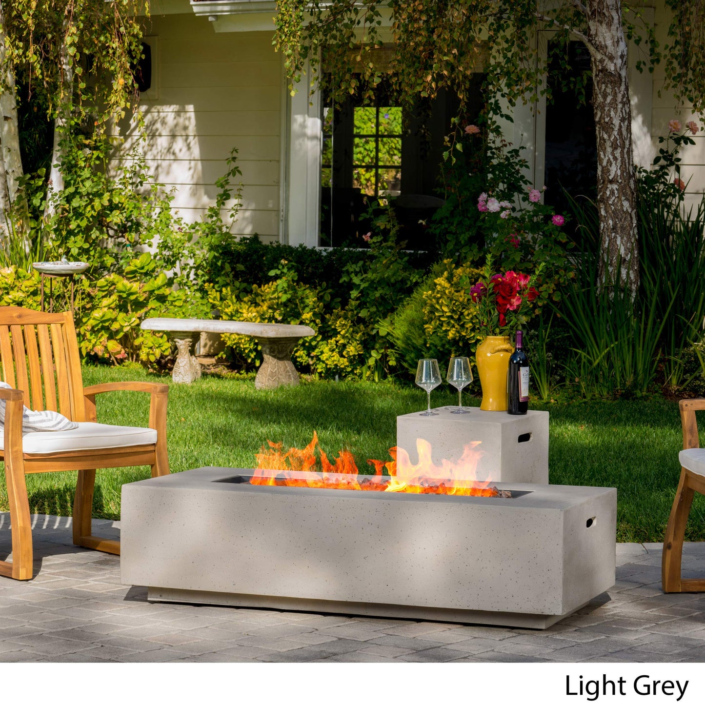 Outdoor Rectangular Fire Table with Tank Holder
