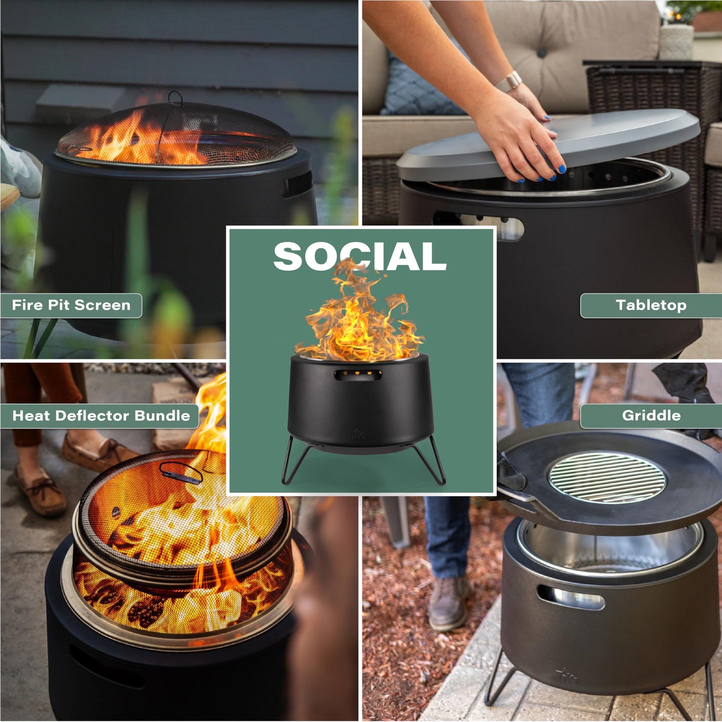 Stainless Steel Low Smoke Fire Pit with Cover